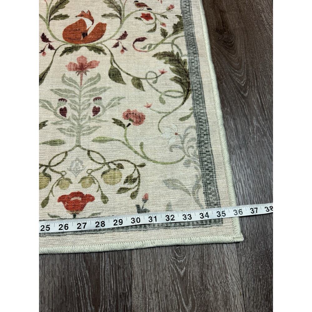 Ruggable Foxfen Ivory Multicolor Flatwoven Rug 2’ x 3’ Fox Animal - Picture 10 of 13
